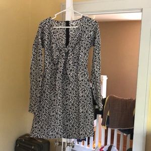 Asos Long Sleeve Black & White Front Tie Dress